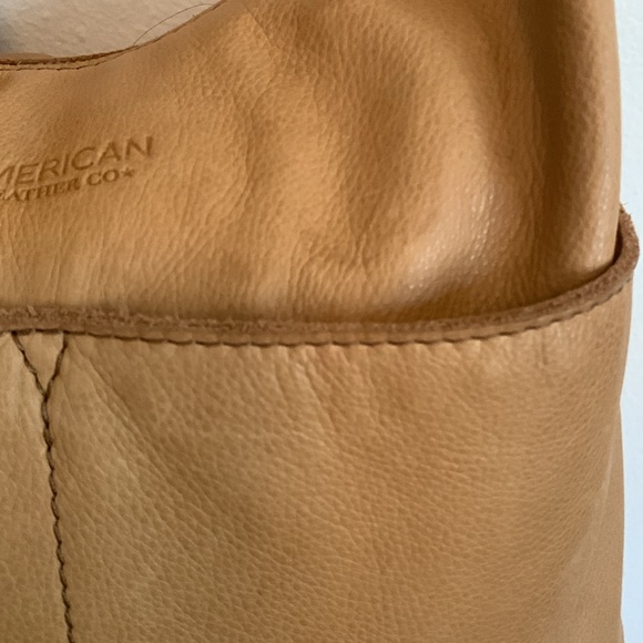 American leather beige color real leather bag two front pockets beautiful - Picture 4 of 8
